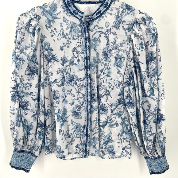 ALICE + OLIVIA APRIL PLEATED LUXURY OLD MONEY CLASSIC FEM BLOUSON SLEEVE TOP - Picture 8 of 12